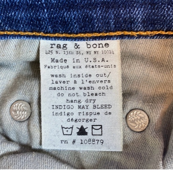 Rag & Bone Woodford Blue 5-Pockets Style Mid-rise Skinny Denim Jeans Size 28 - Picture 7 of 7